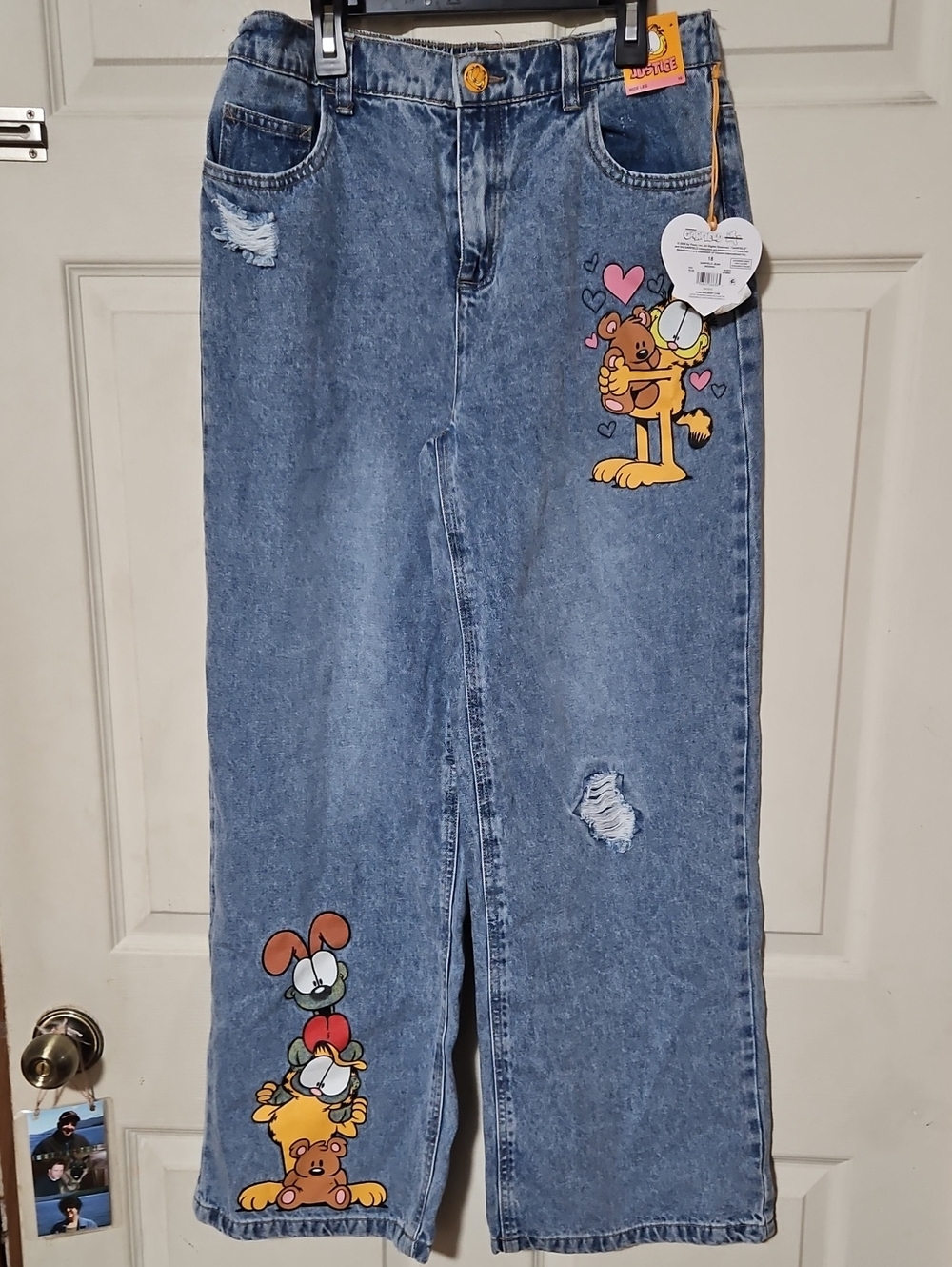 JUSTICE GIRLS GARFIELD WIDE LEG JEANS: NEW WITH TAGS: SIZE 18
